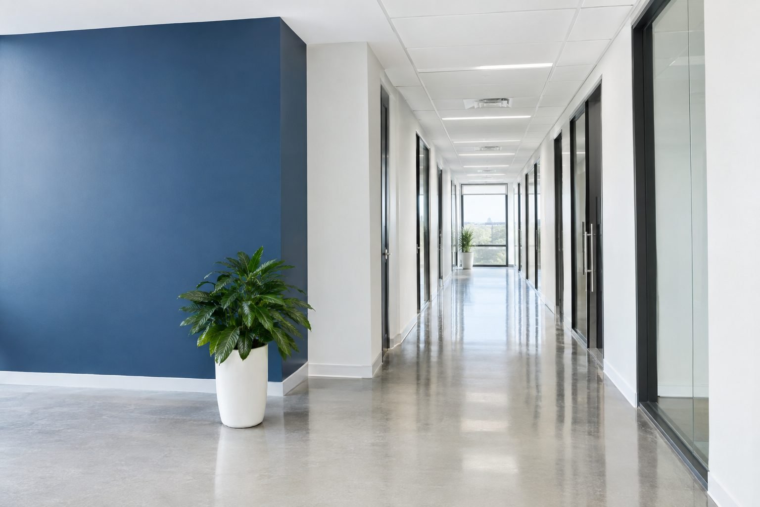 freshly painted commercial office corridor in new jersey